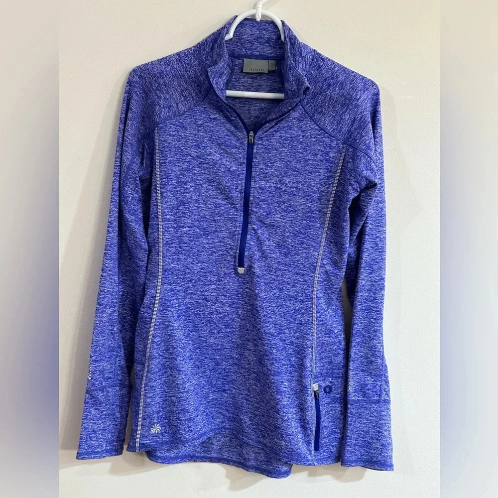 ATHLETA Small Running Wild Half Zip Pullover in Heathered purple pickleball golf - Picture 2 of 10
